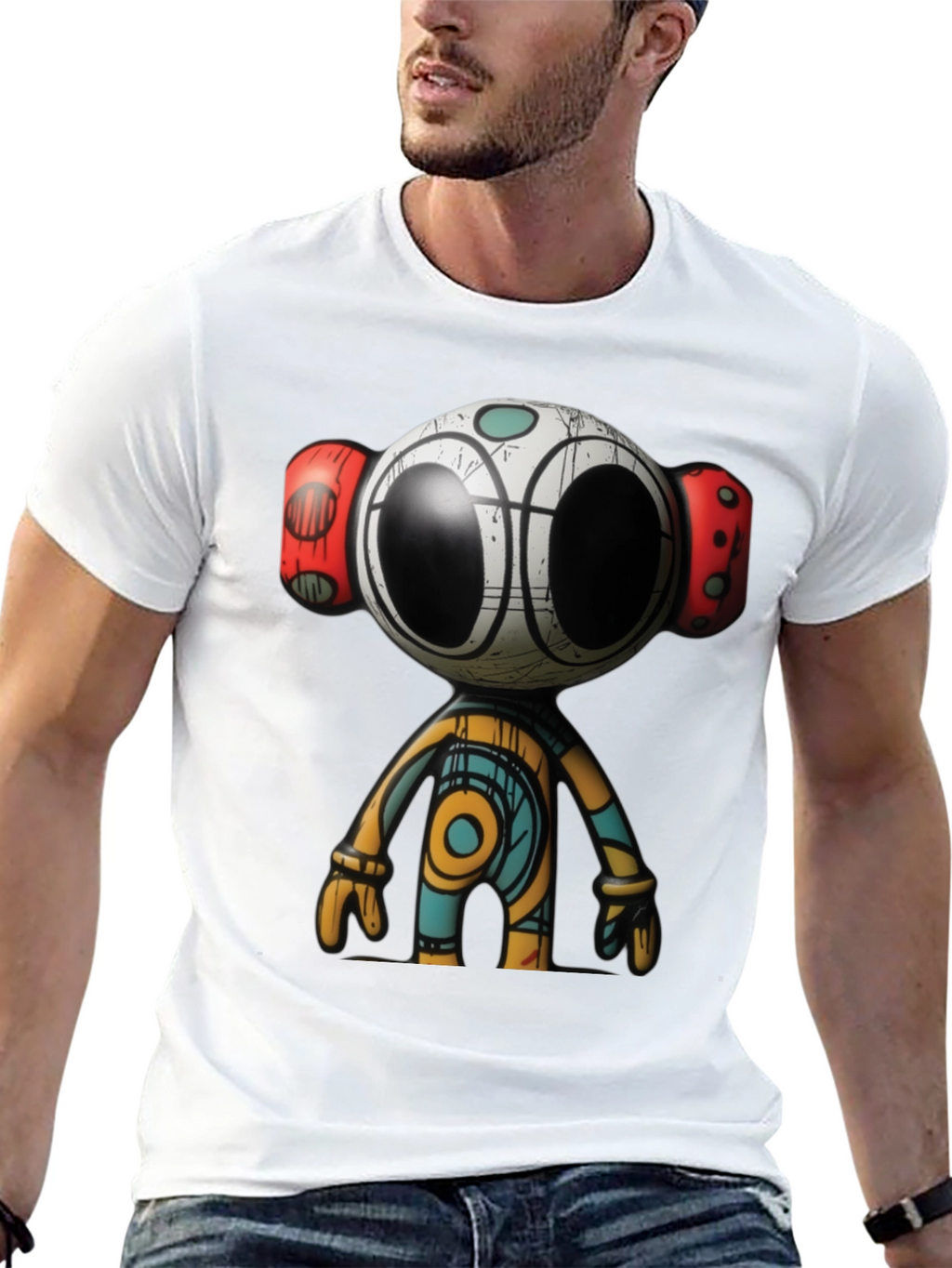 Modern Art Graphic Tee - Unique Robot Design