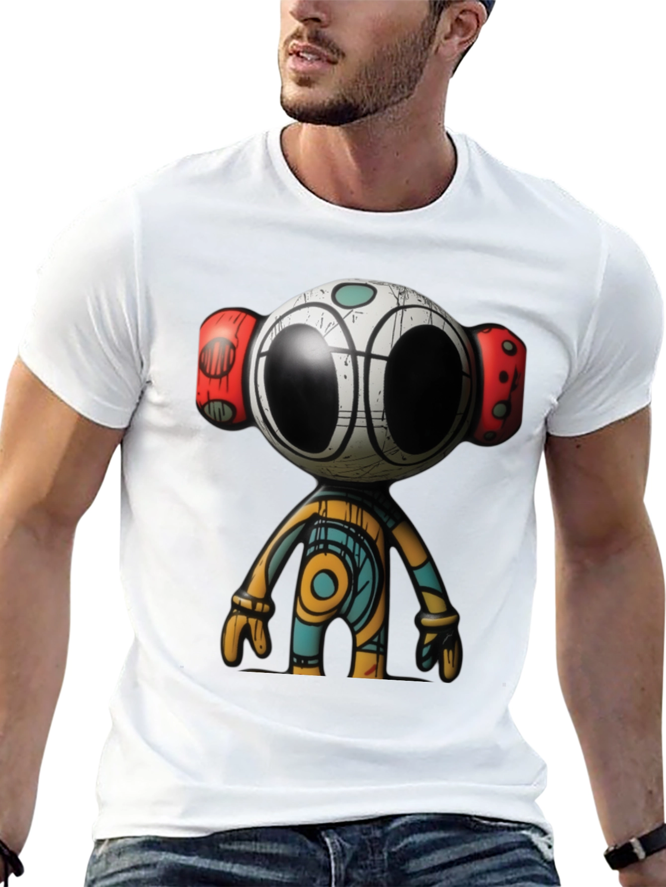 Modern Art Graphic Tee - Unique Robot Design