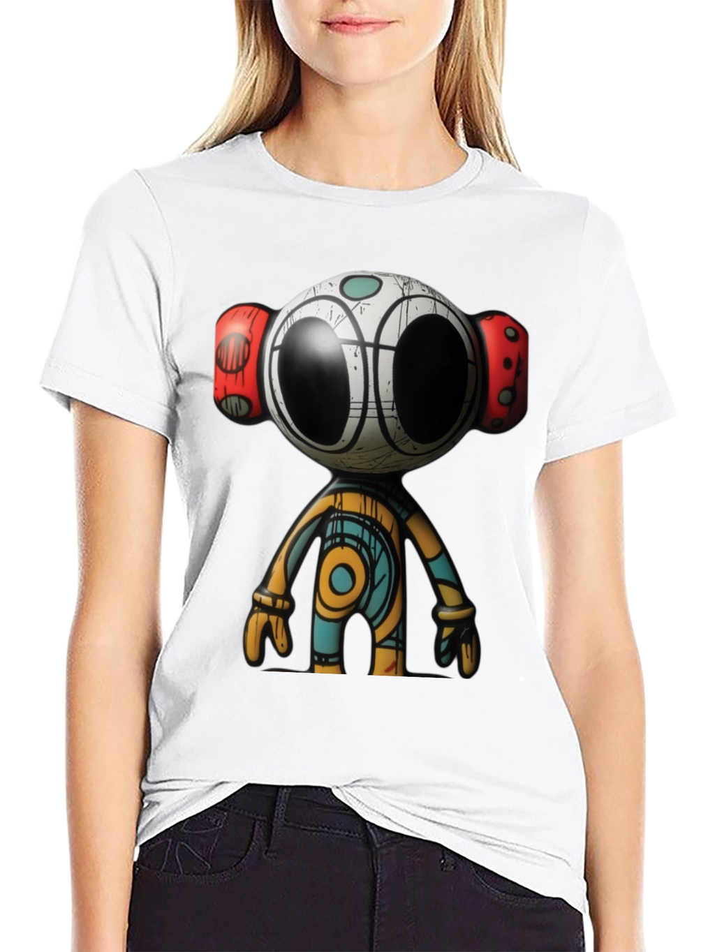 Modern Art Graphic Tee - Unique Robot Design