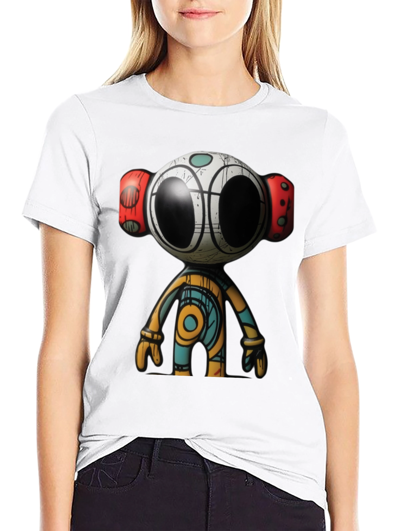 Modern Art Graphic Tee - Unique Robot Design