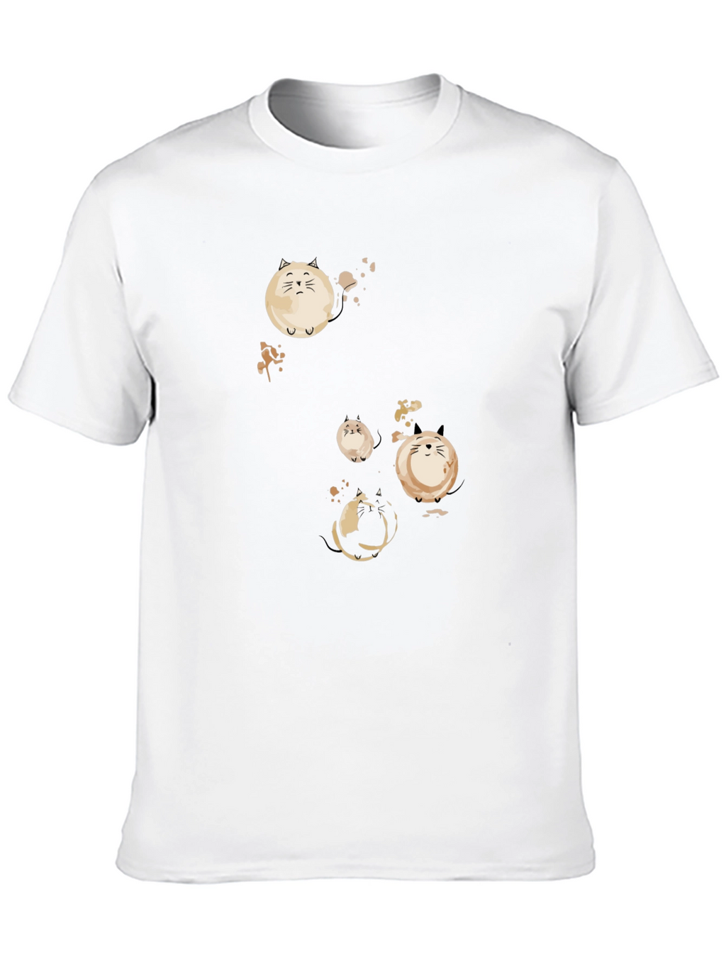 Round Cat Graphic Black T-Shirt