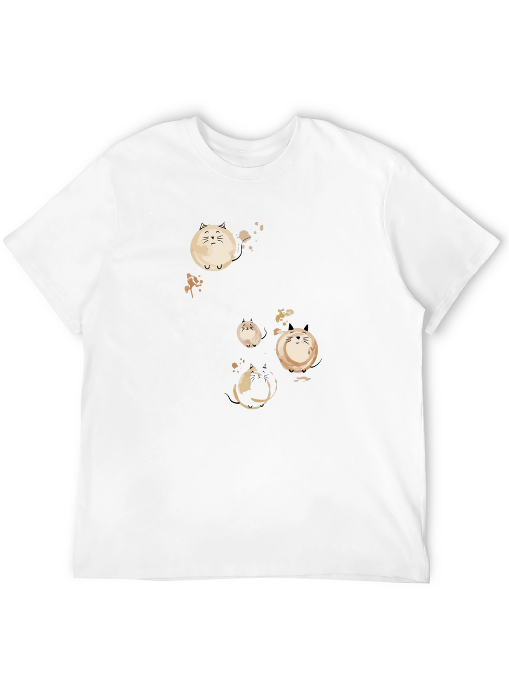 Round Cat Graphic Black T-Shirt
