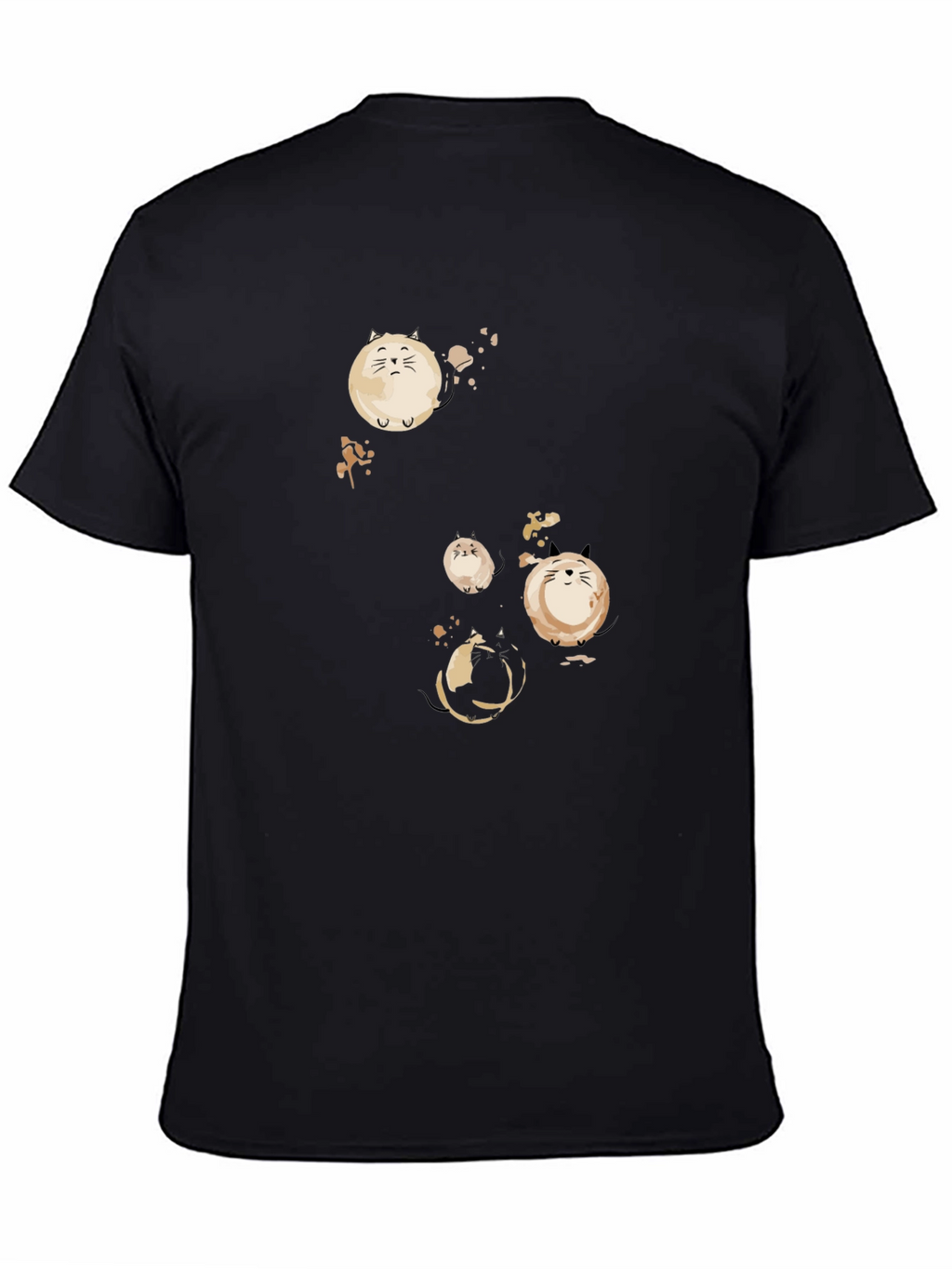 Round Cat Graphic Black T-Shirt
