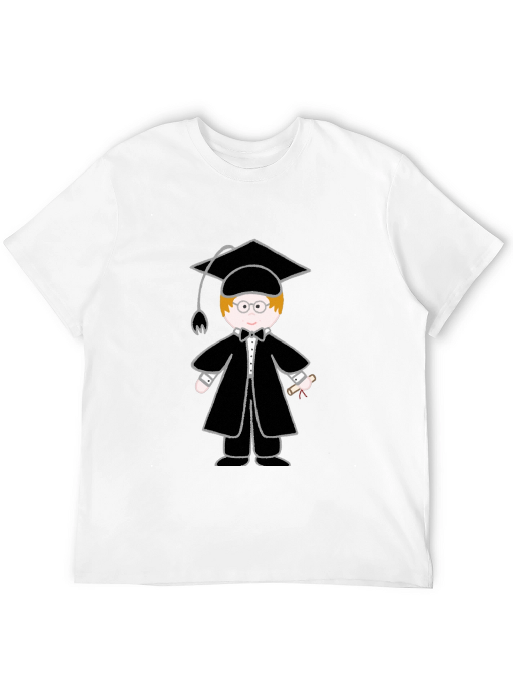 Graduation Cartoon Graphic T-Shirt - Black
