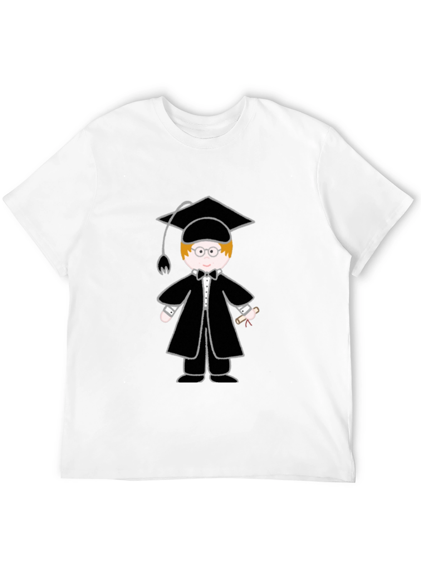 Graduation Cartoon Graphic T-Shirt - Black