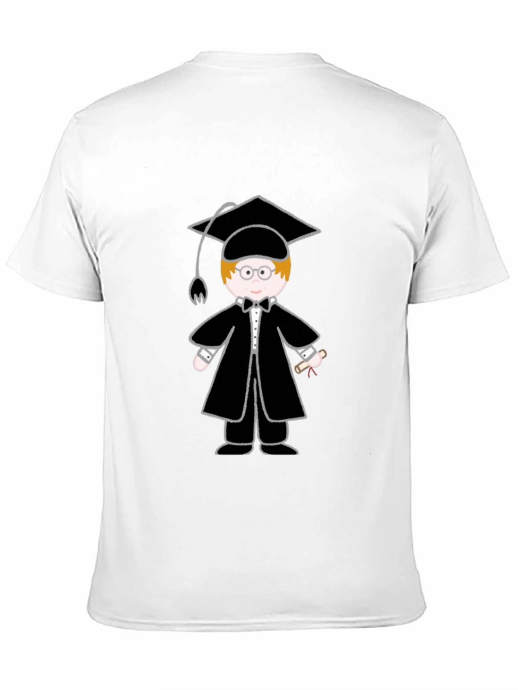 Graduation Cartoon Graphic T-Shirt - Black