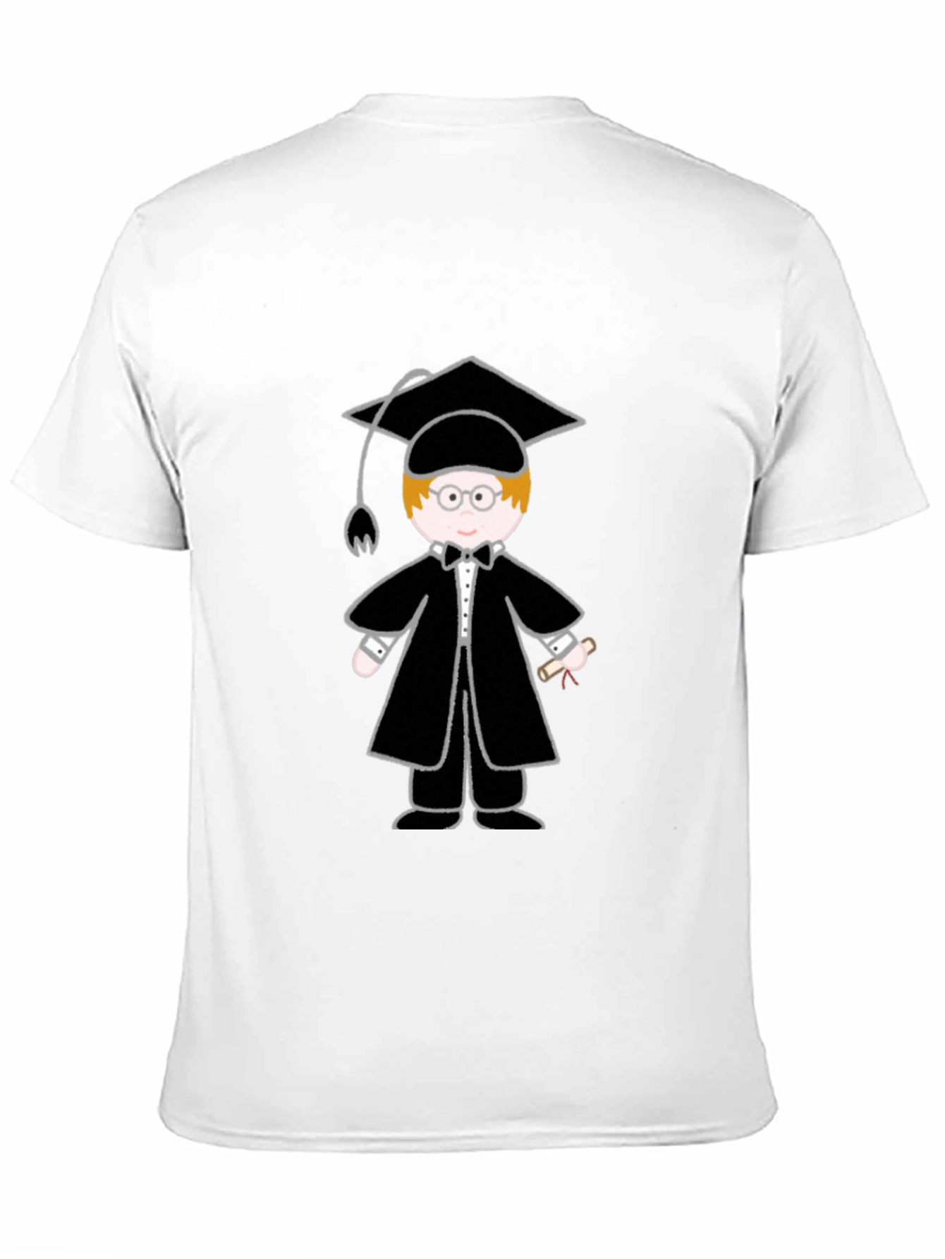 Graduation Cartoon Graphic T-Shirt - Black