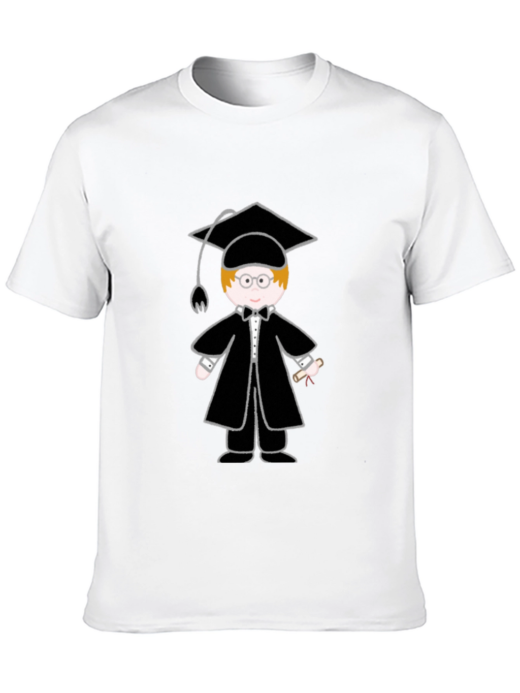 Graduation Cartoon Graphic T-Shirt - Black