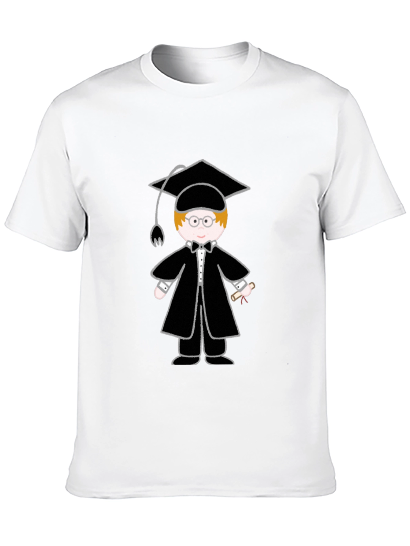 Graduation Cartoon Graphic T-Shirt - Black