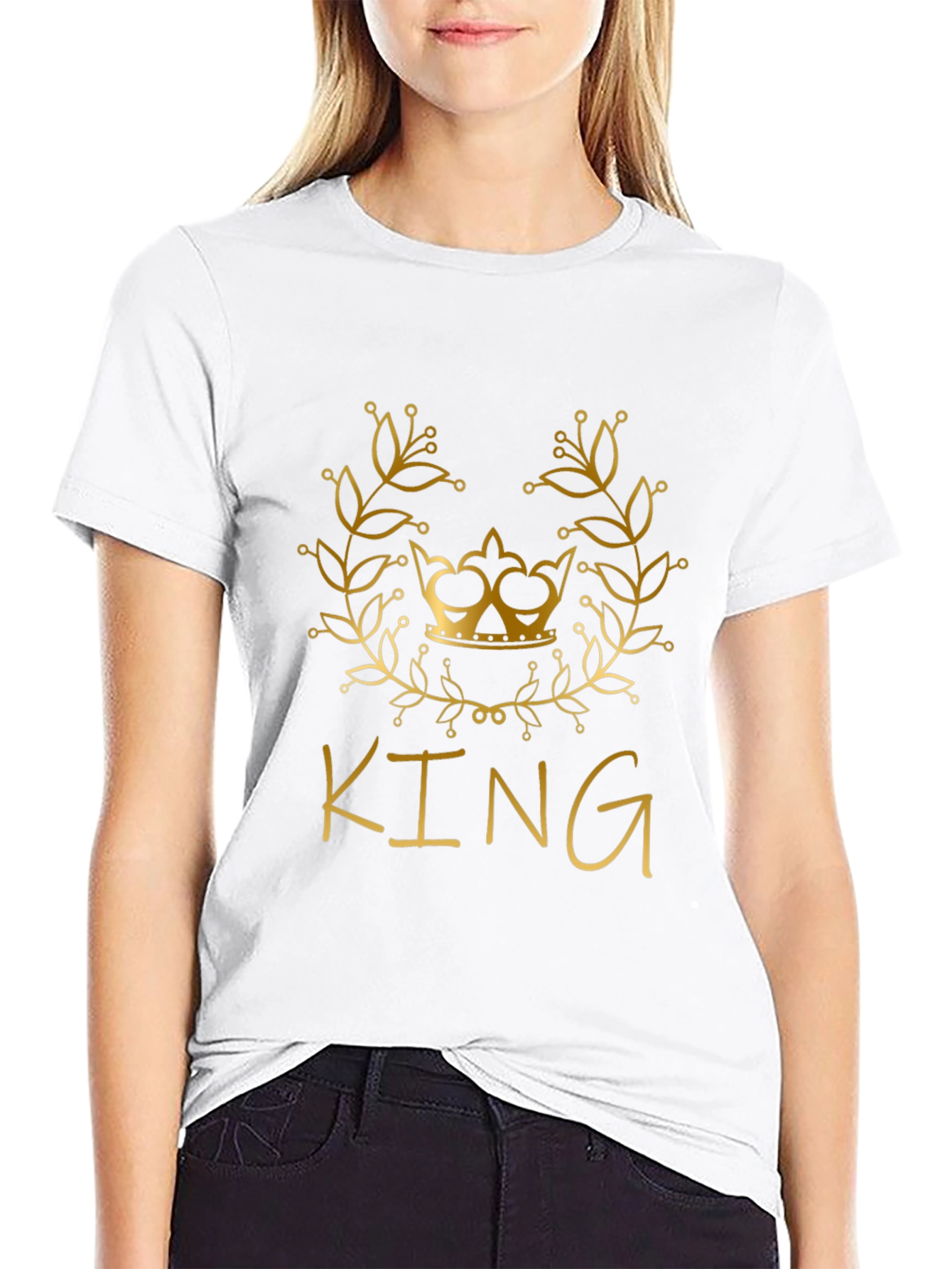 King Graphic Tee - Stylish Gold Crown Design T-Shirt