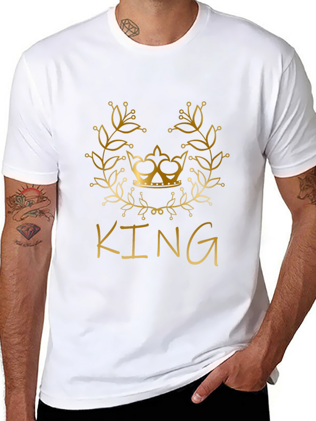 King Graphic Tee - Stylish Gold Crown Design T-Shirt
