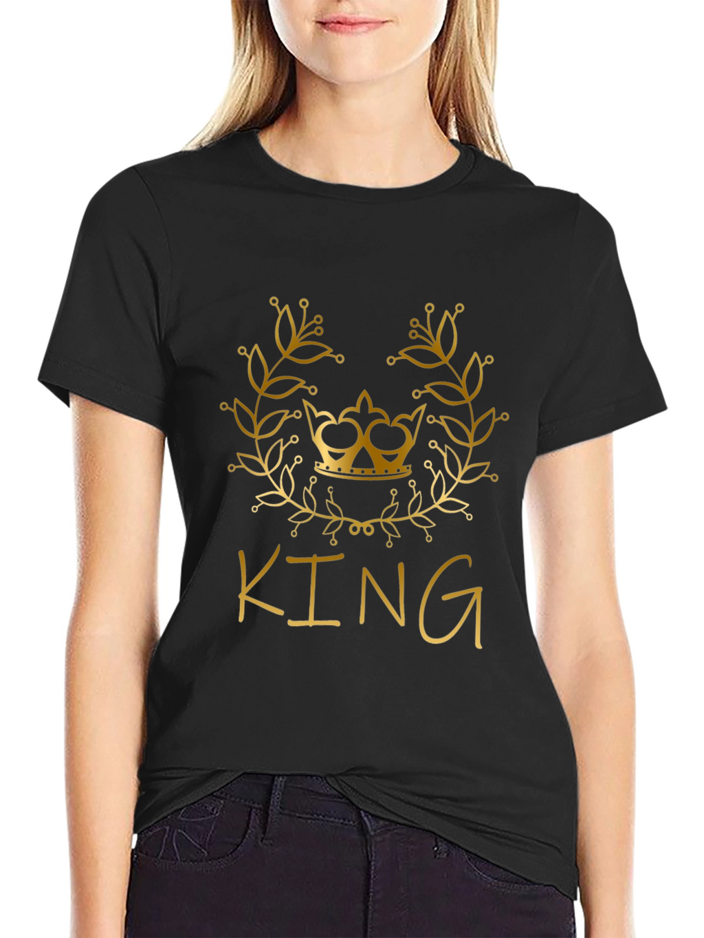 King Graphic Tee - Stylish Gold Crown Design T-Shirt