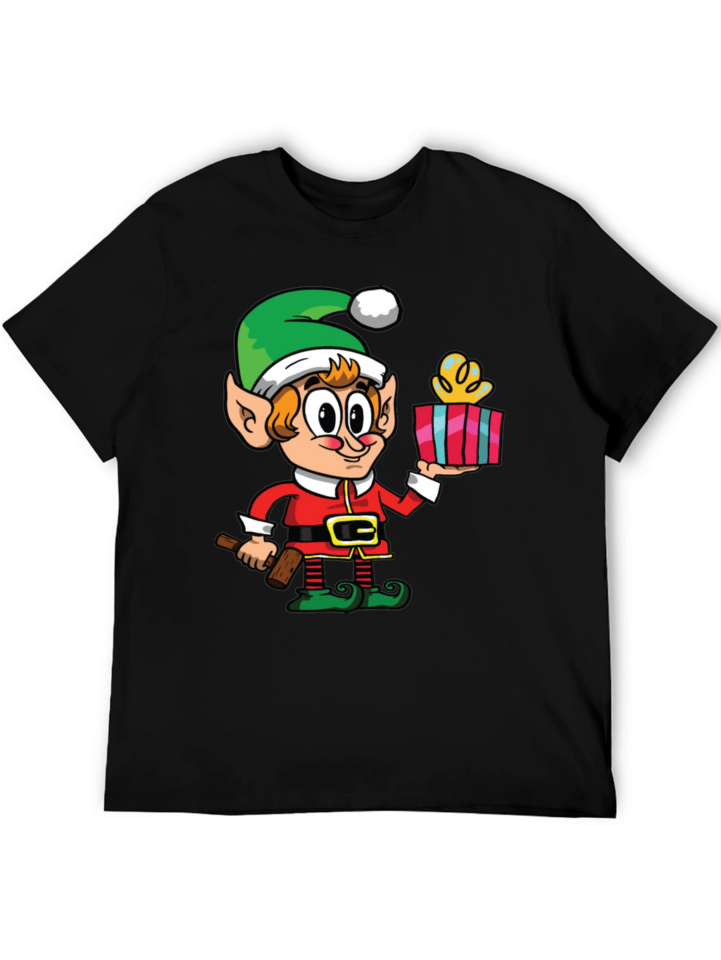 Elf with Gift Graphic Tee