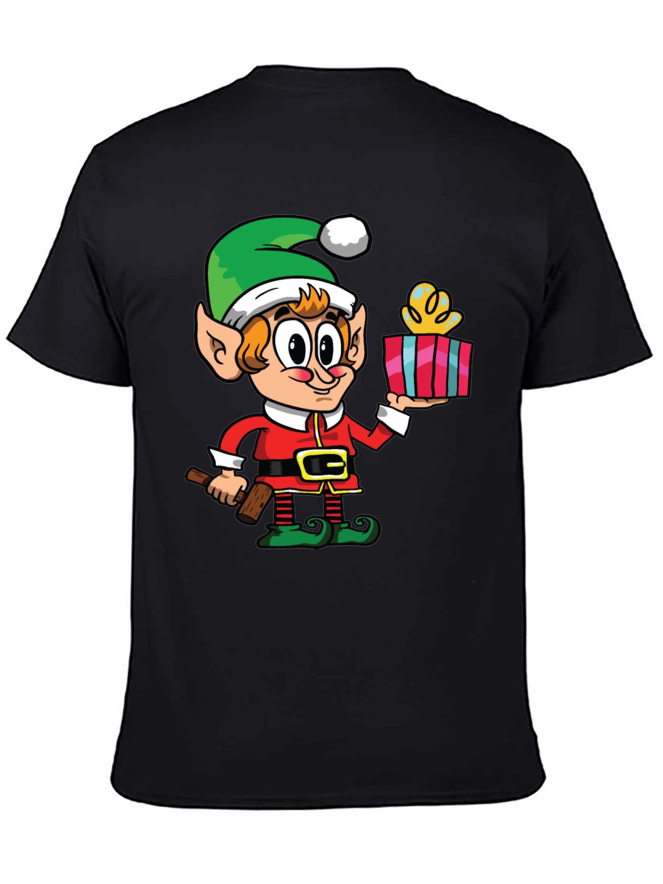 Elf with Gift Graphic Tee