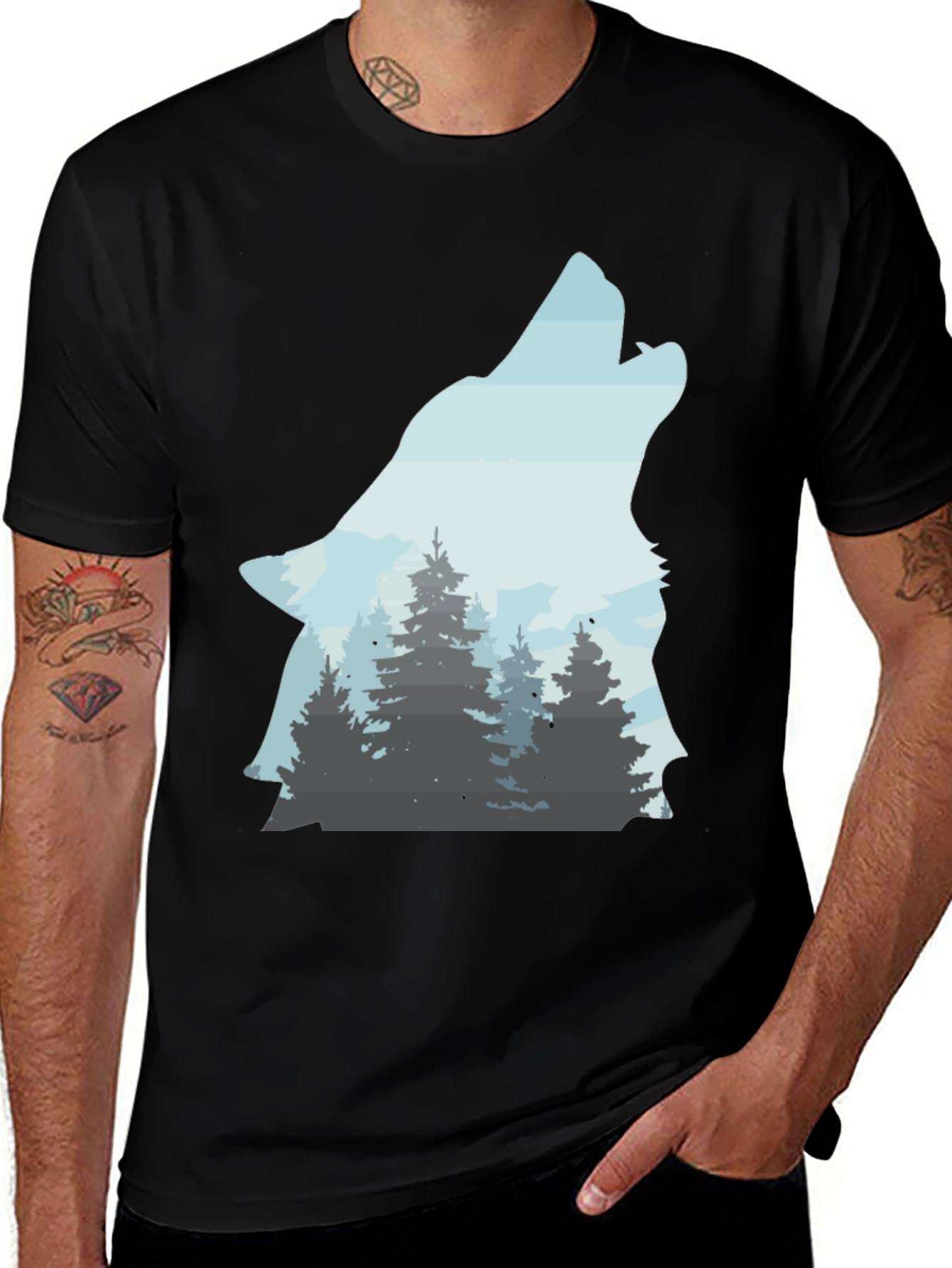 Wolf Forest T-Shirt - Nature Inspired Graphic Tee
