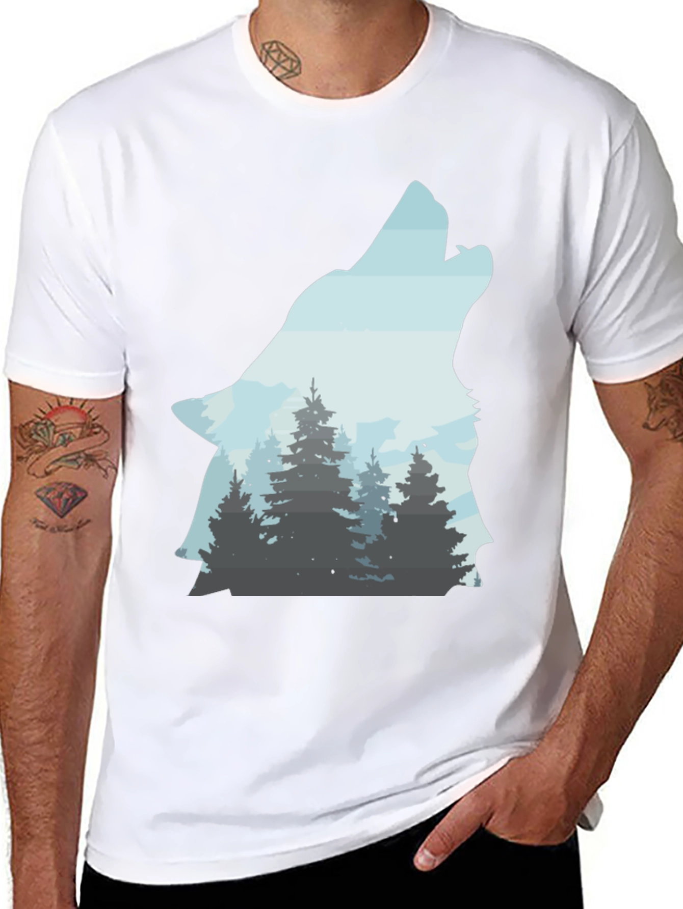 Wolf Forest T-Shirt - Nature Inspired Graphic Tee