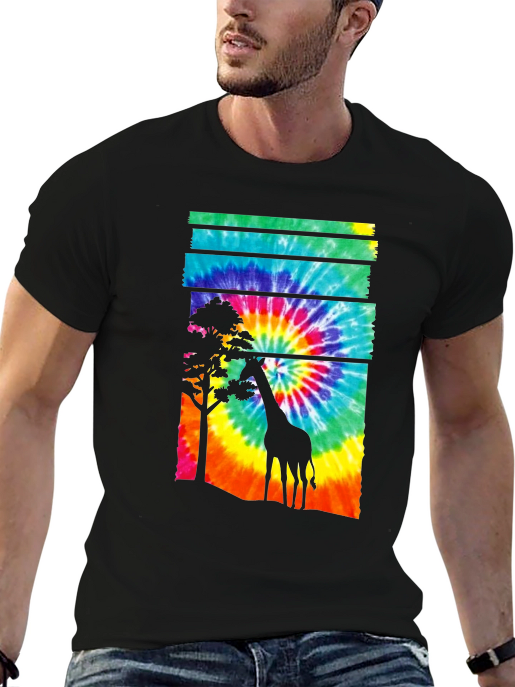 Tie-Dye Giraffe Graphic T-Shirt