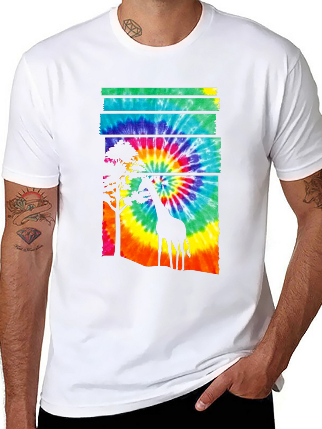 Tie-Dye Giraffe Graphic T-Shirt