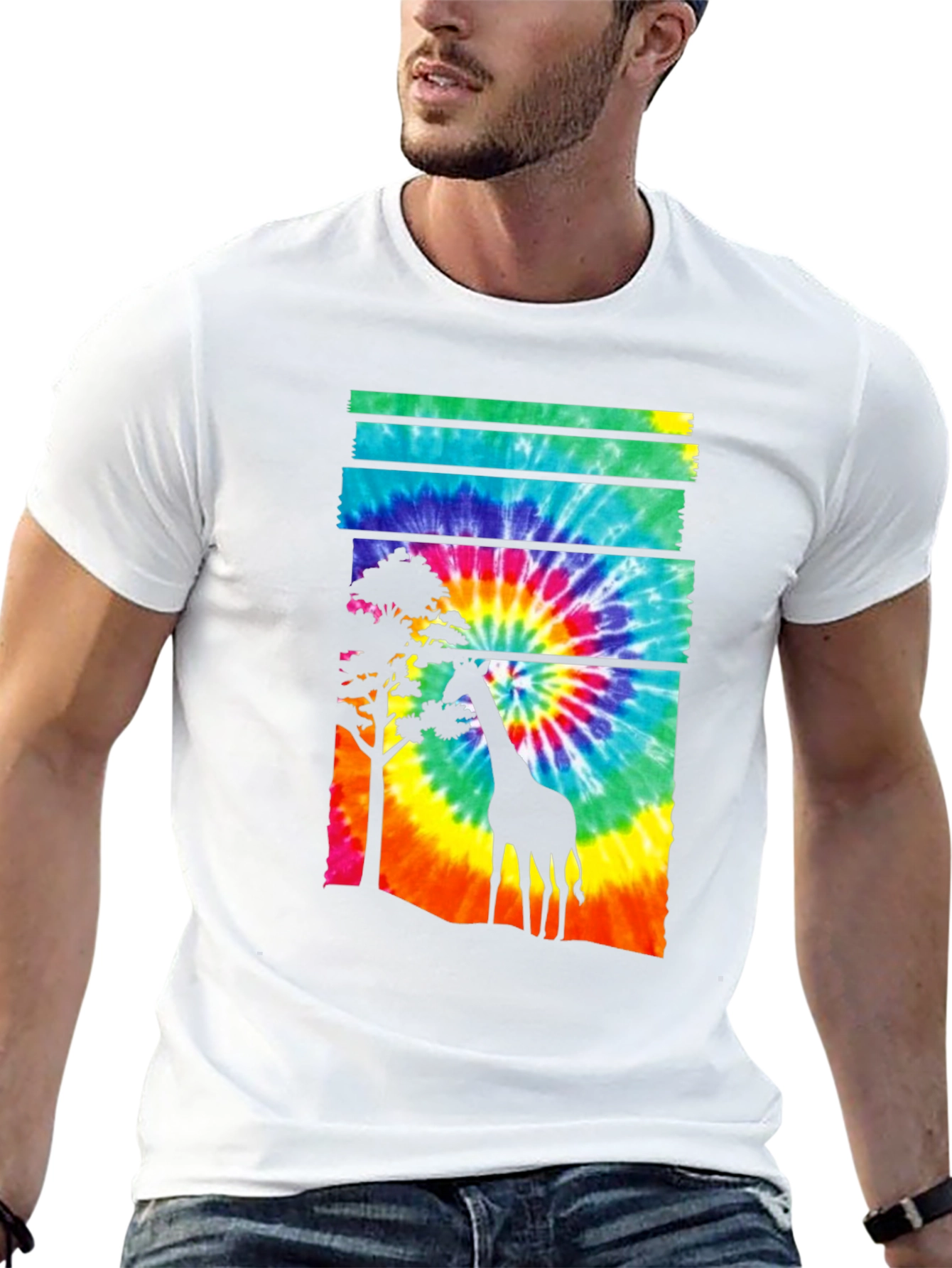 Tie-Dye Giraffe Graphic T-Shirt