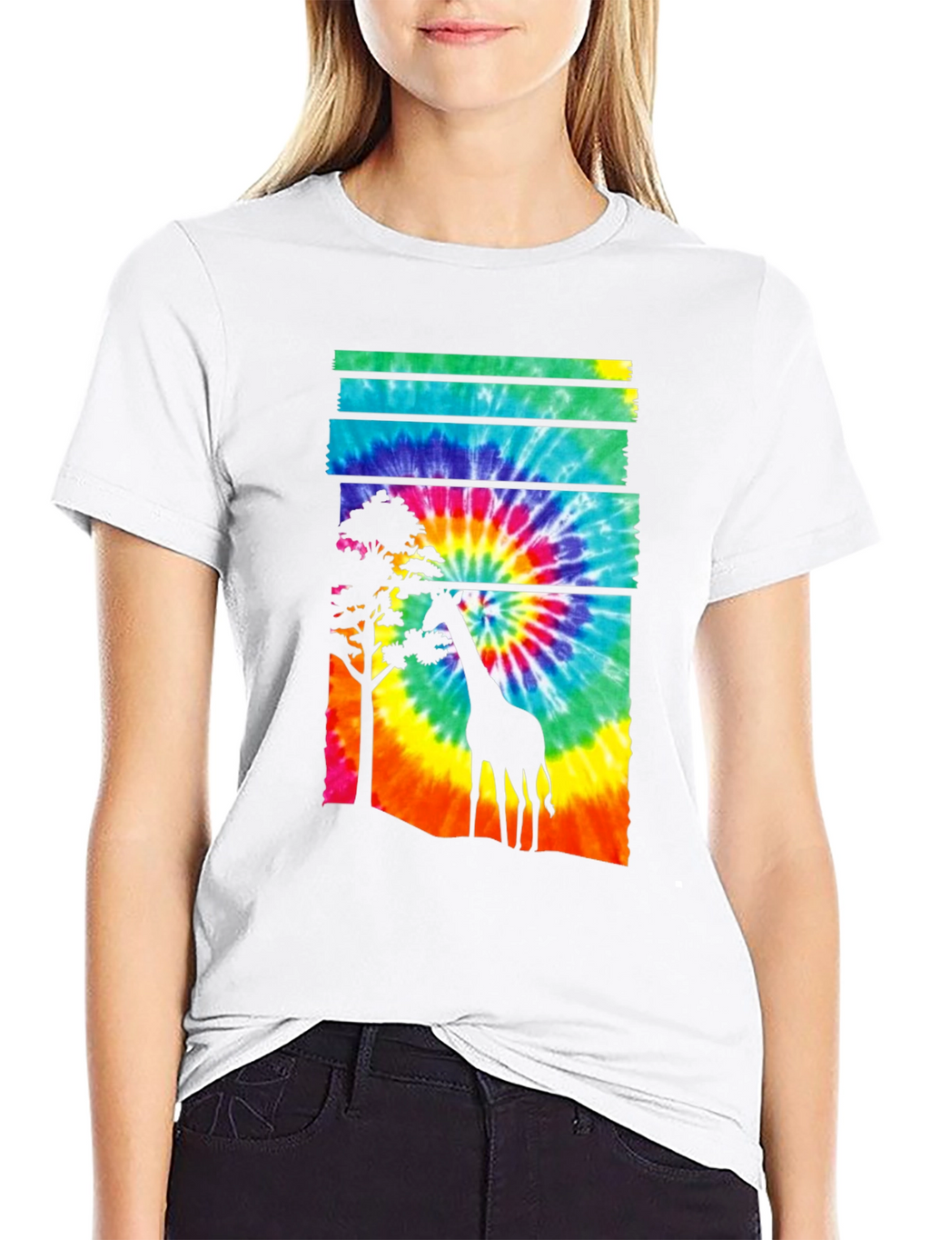 Tie-Dye Giraffe Graphic T-Shirt
