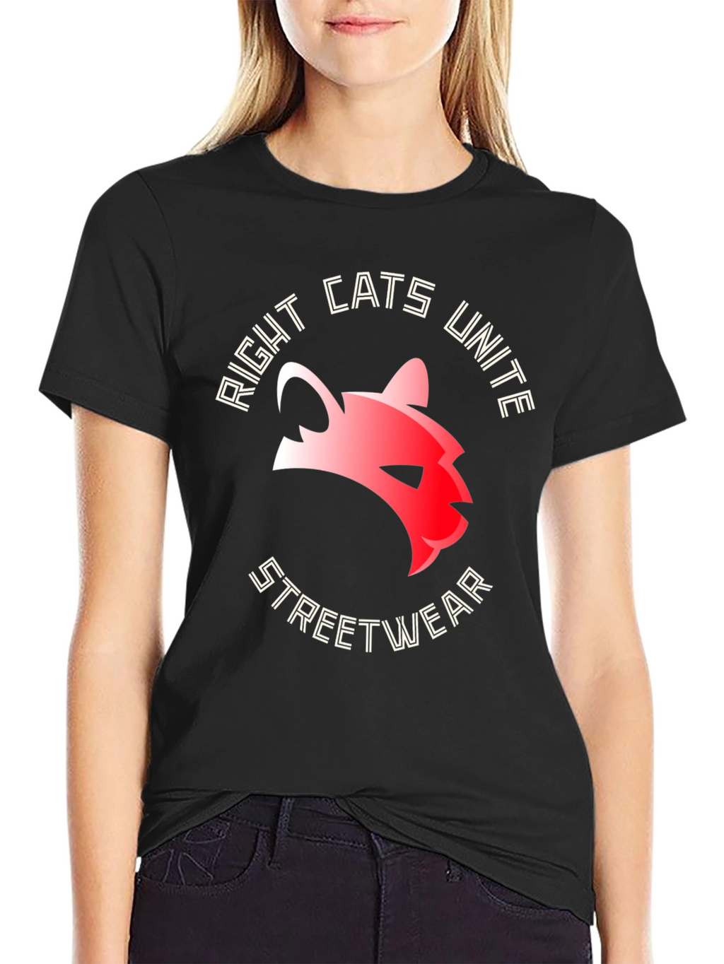 Right Cats Unite Streetwear Black T-Shirt
