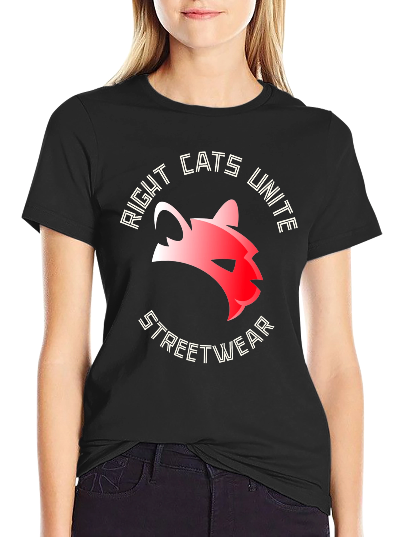 Right Cats Unite Streetwear Black T-Shirt