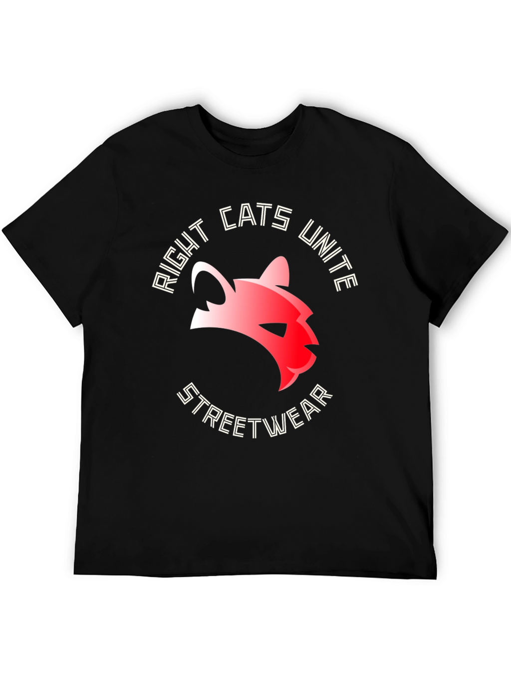 Right Cats Unite Streetwear Black T-Shirt