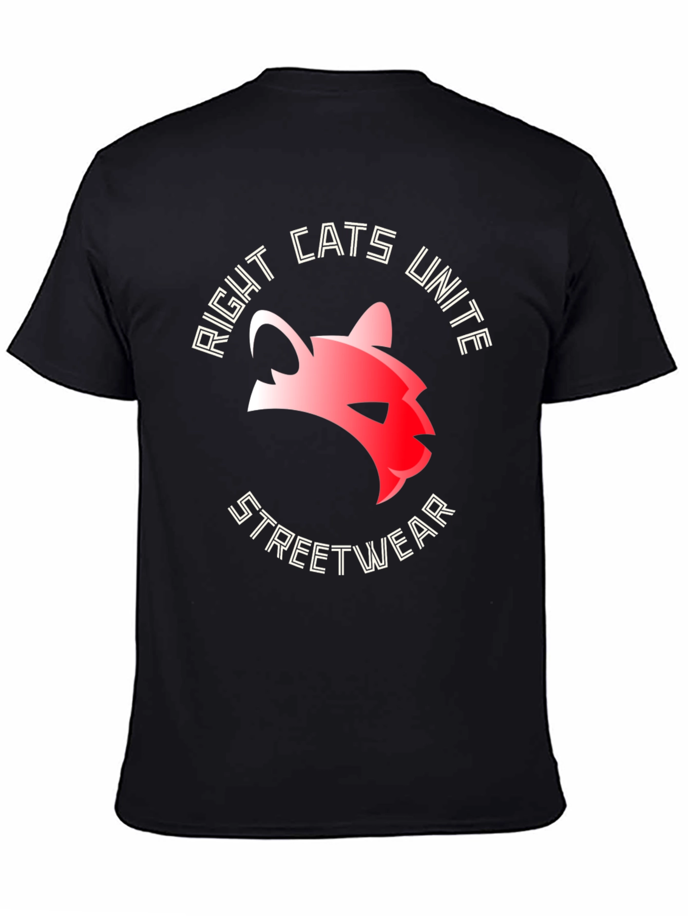 Right Cats Unite Streetwear Black T-Shirt