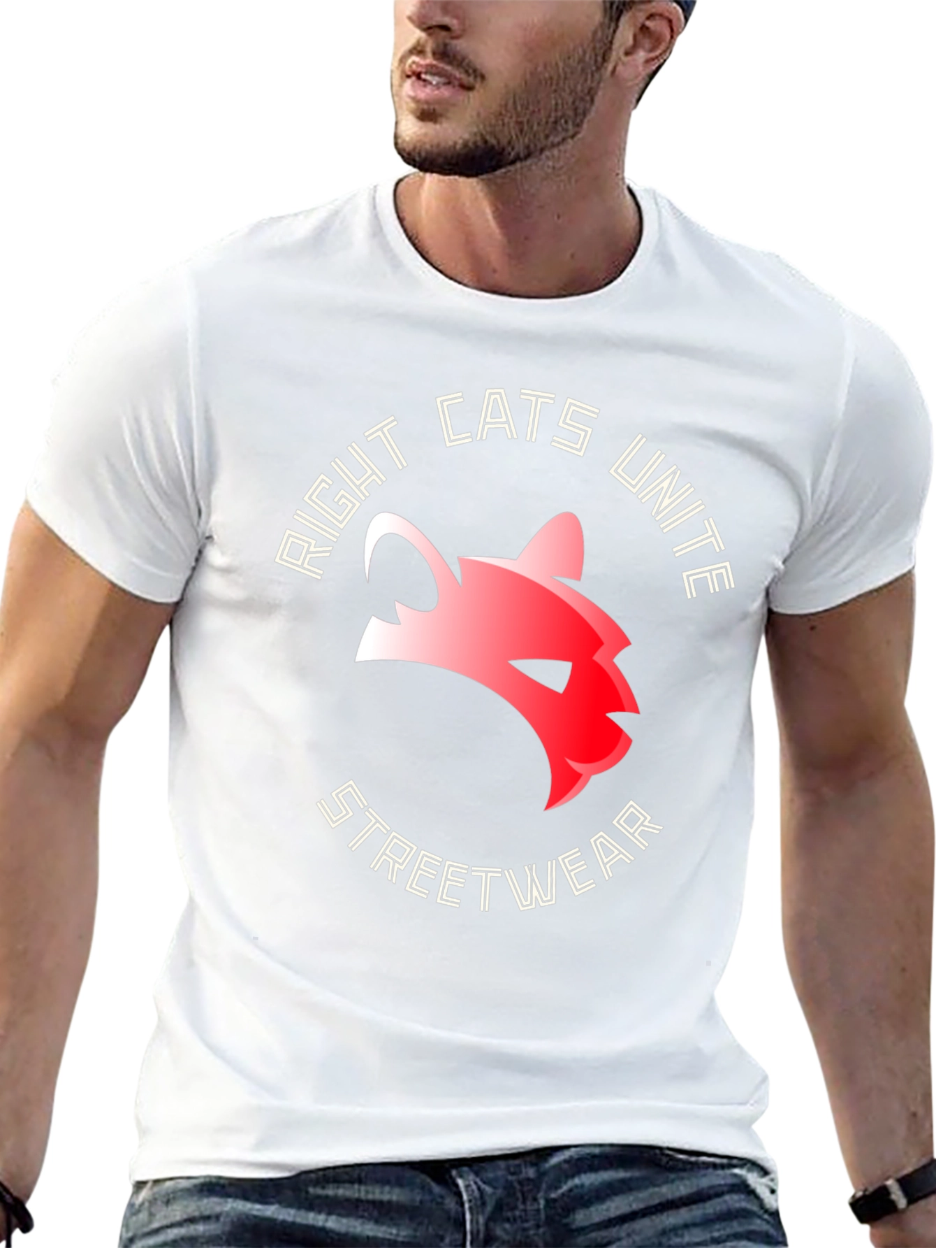 Right Cats Unite Streetwear Black T-Shirt