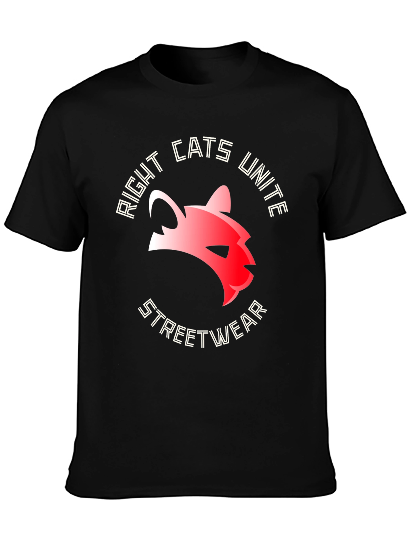 Right Cats Unite Streetwear Black T-Shirt