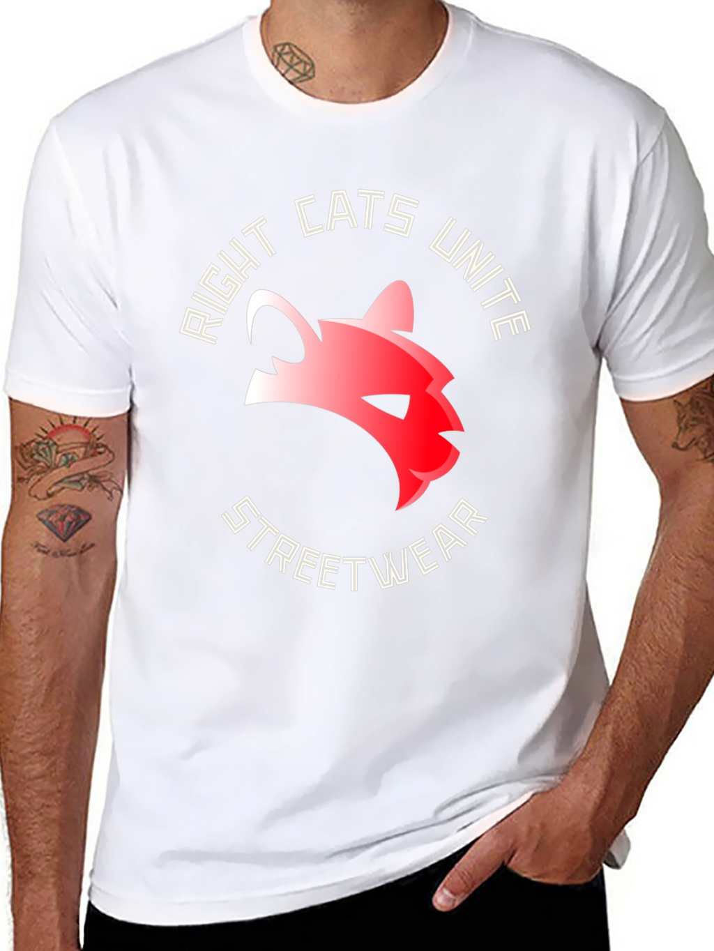 Right Cats Unite Streetwear Black T-Shirt