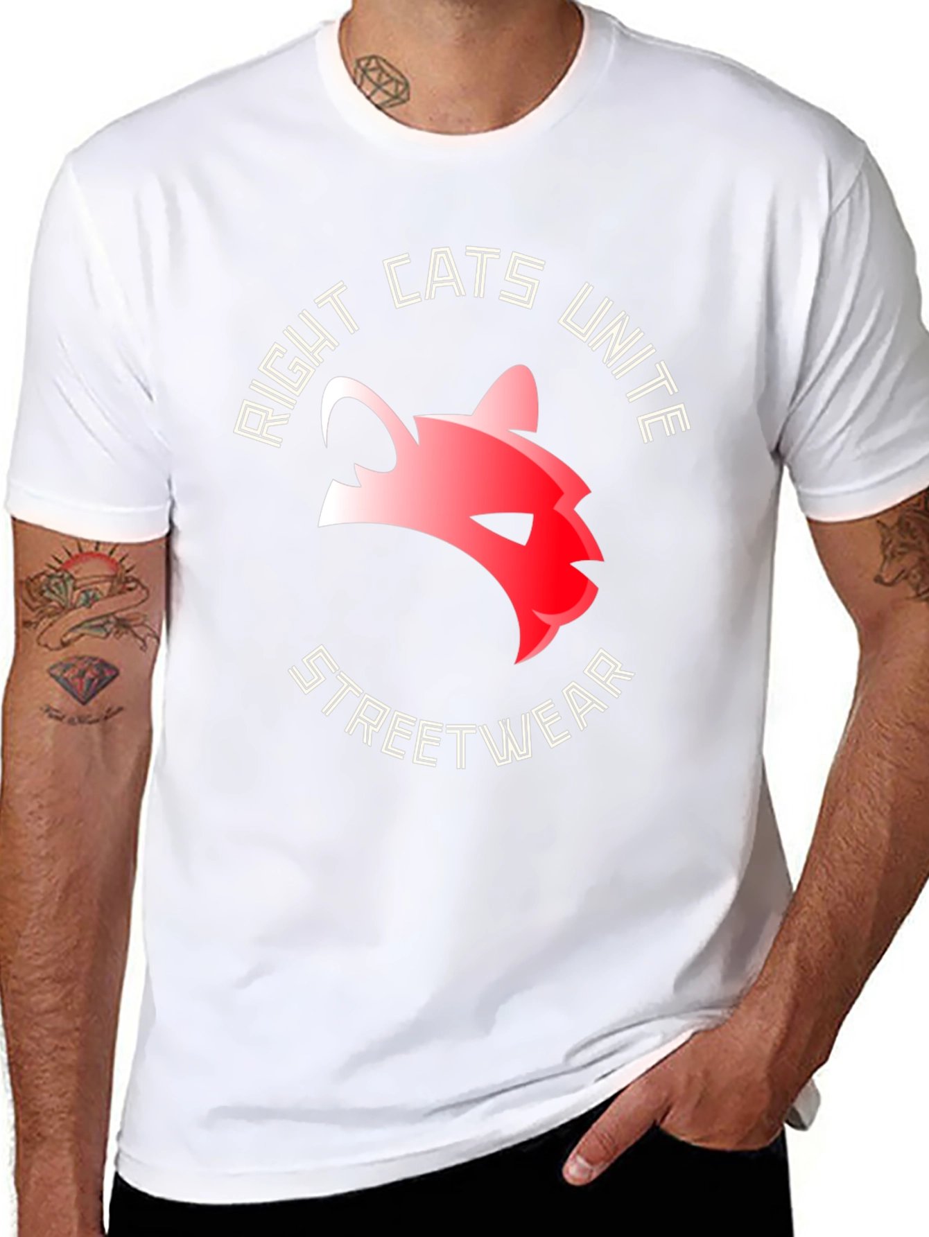 Right Cats Unite Streetwear Black T-Shirt