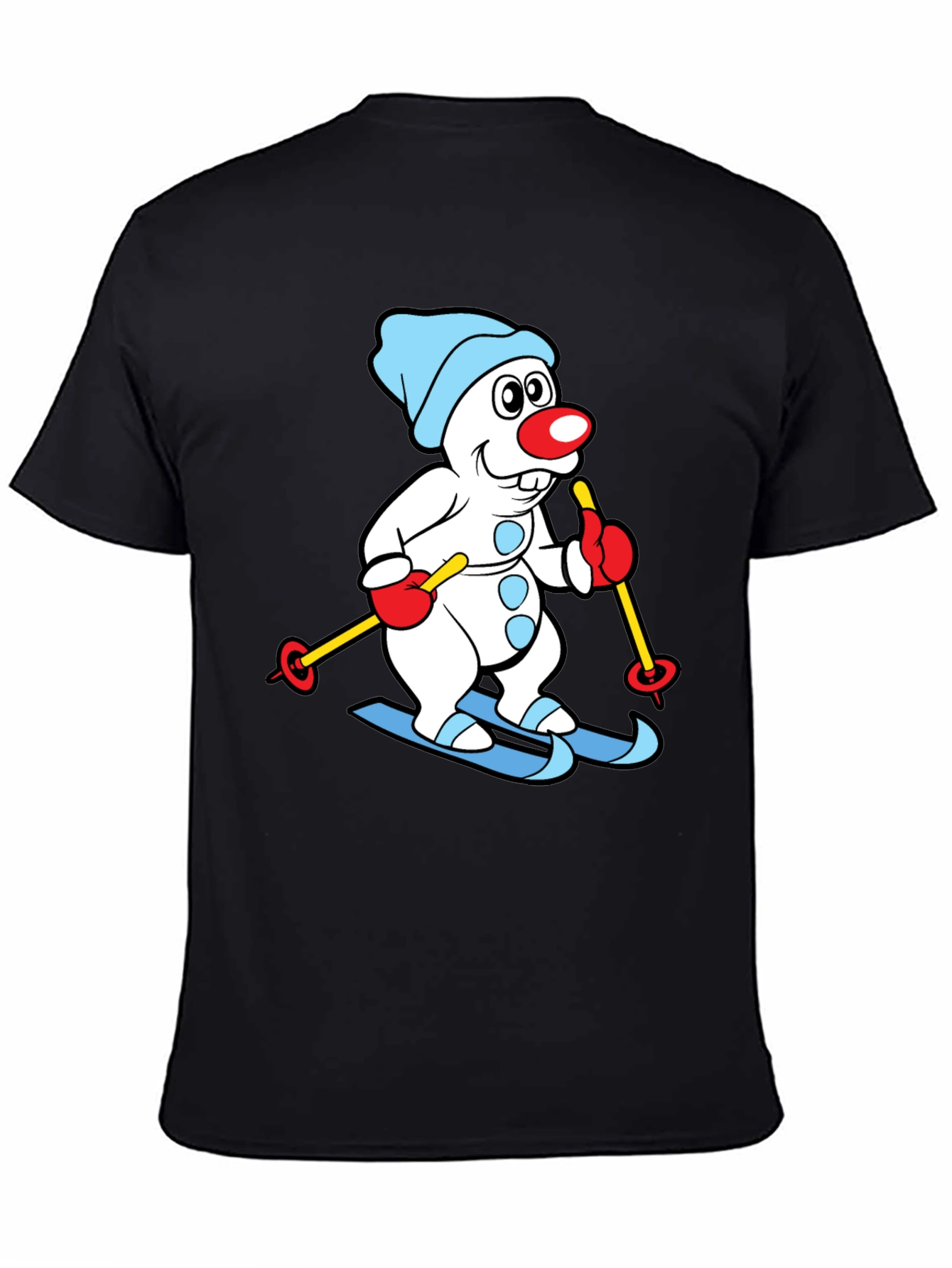 Snowman Skiing Graphic T-Shirt