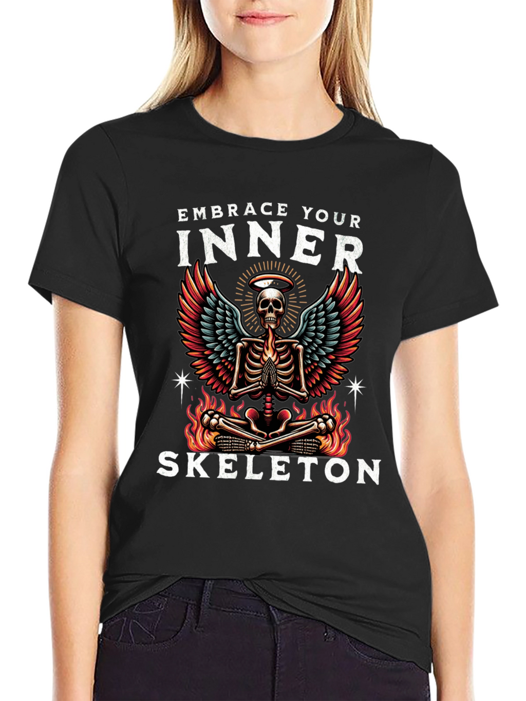 Embrace Your Inner Skeleton T-Shirt - Gothic Angelic Design
