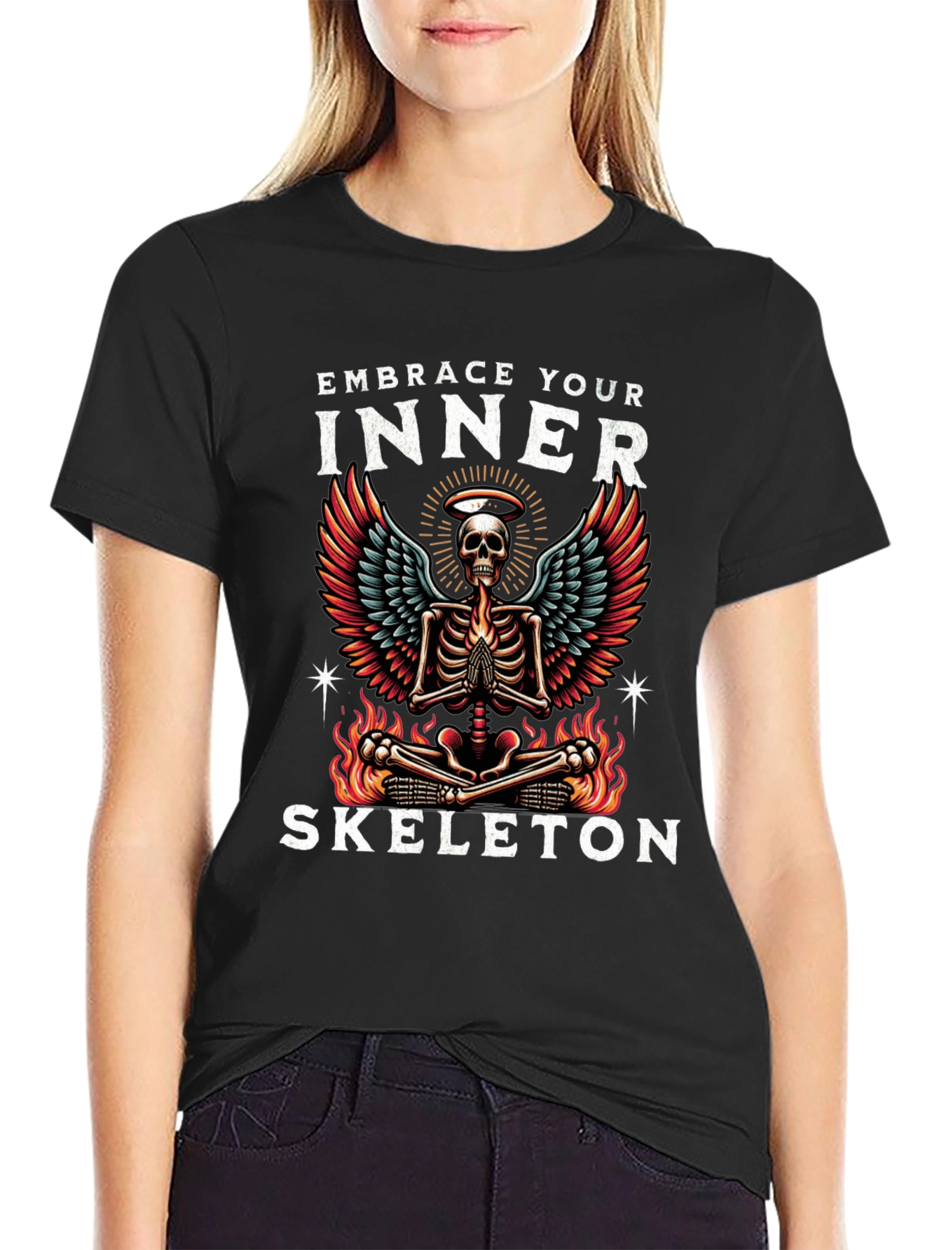 Embrace Your Inner Skeleton T-Shirt - Gothic Angelic Design