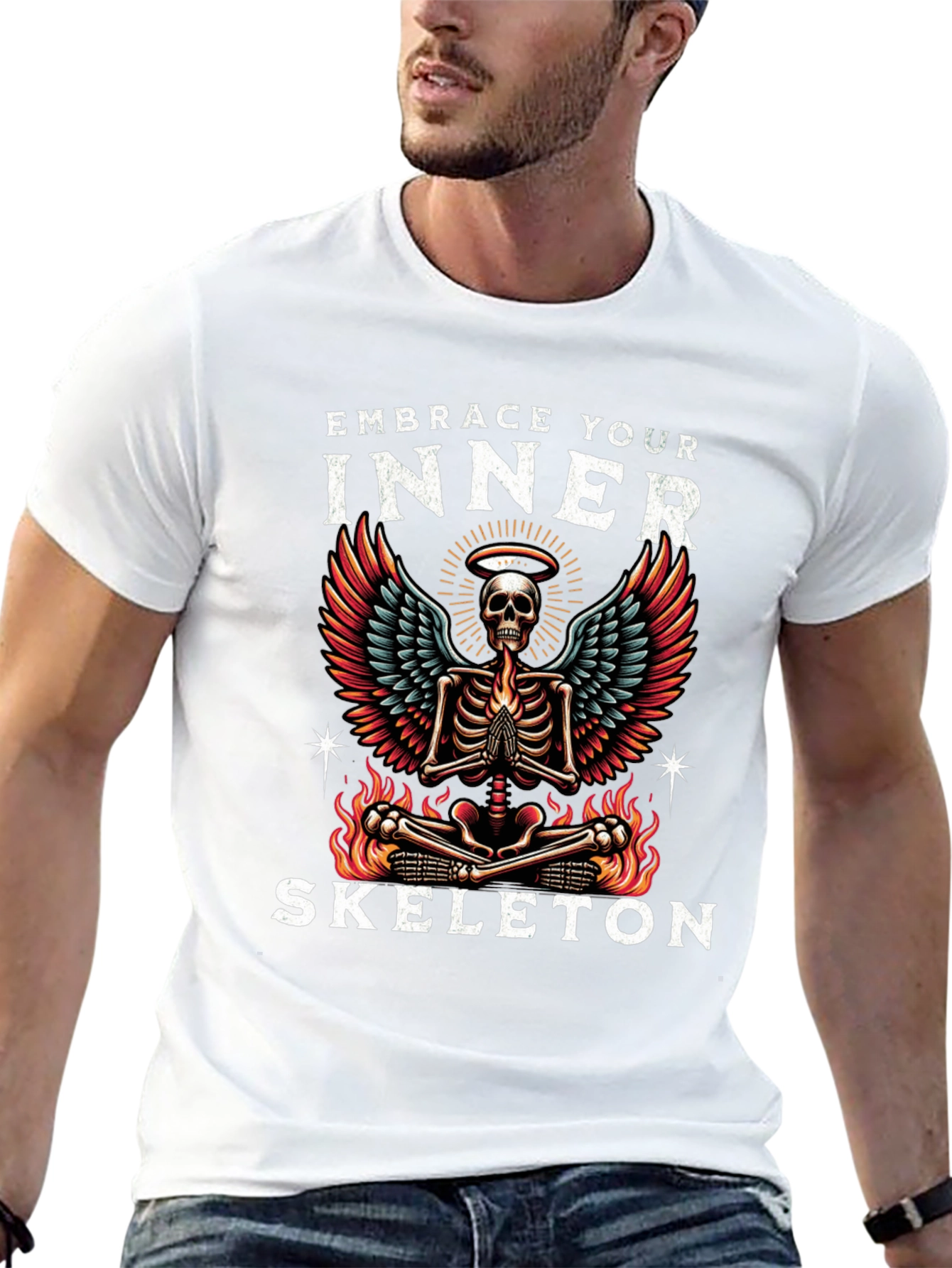 Embrace Your Inner Skeleton T-Shirt - Gothic Angelic Design