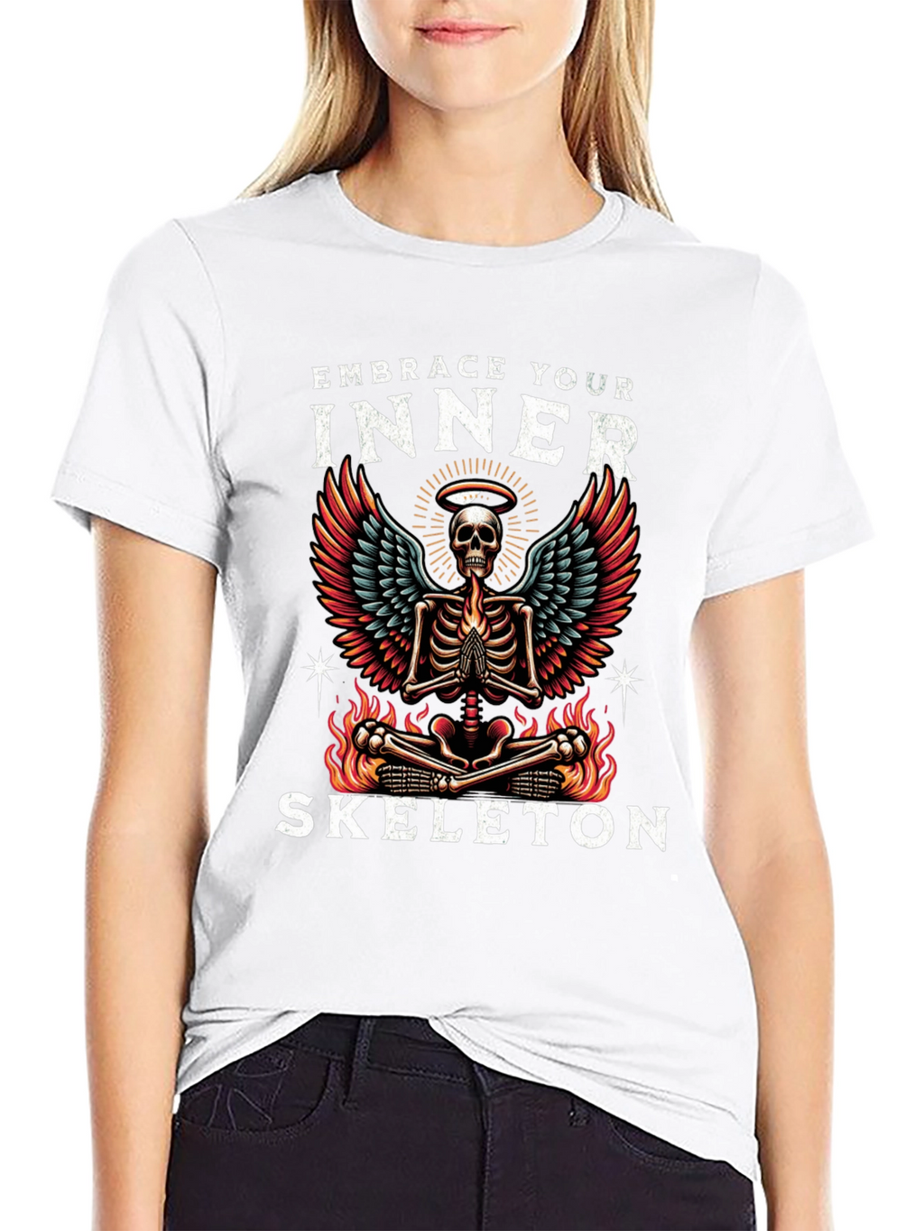 Embrace Your Inner Skeleton T-Shirt - Gothic Angelic Design