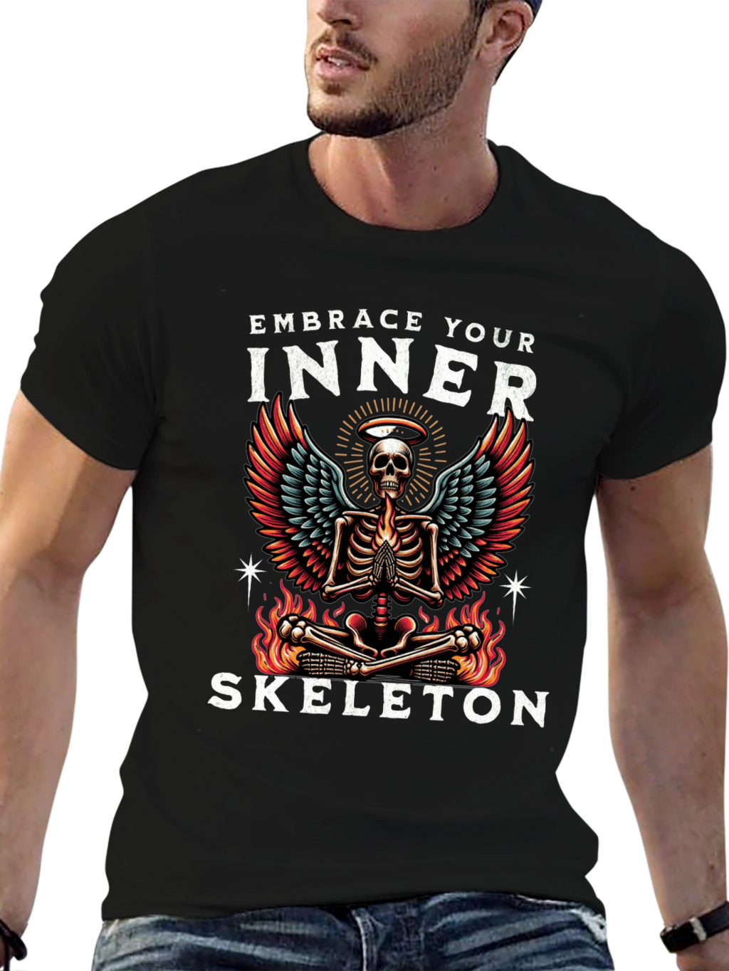 Embrace Your Inner Skeleton T-Shirt - Gothic Angelic Design
