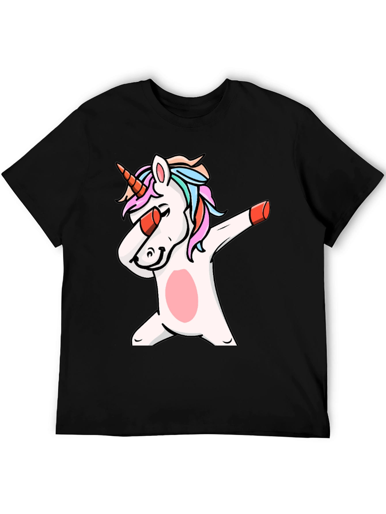 Dabbing Unicorn Graphic Tee - Black Cotton T-Shirt