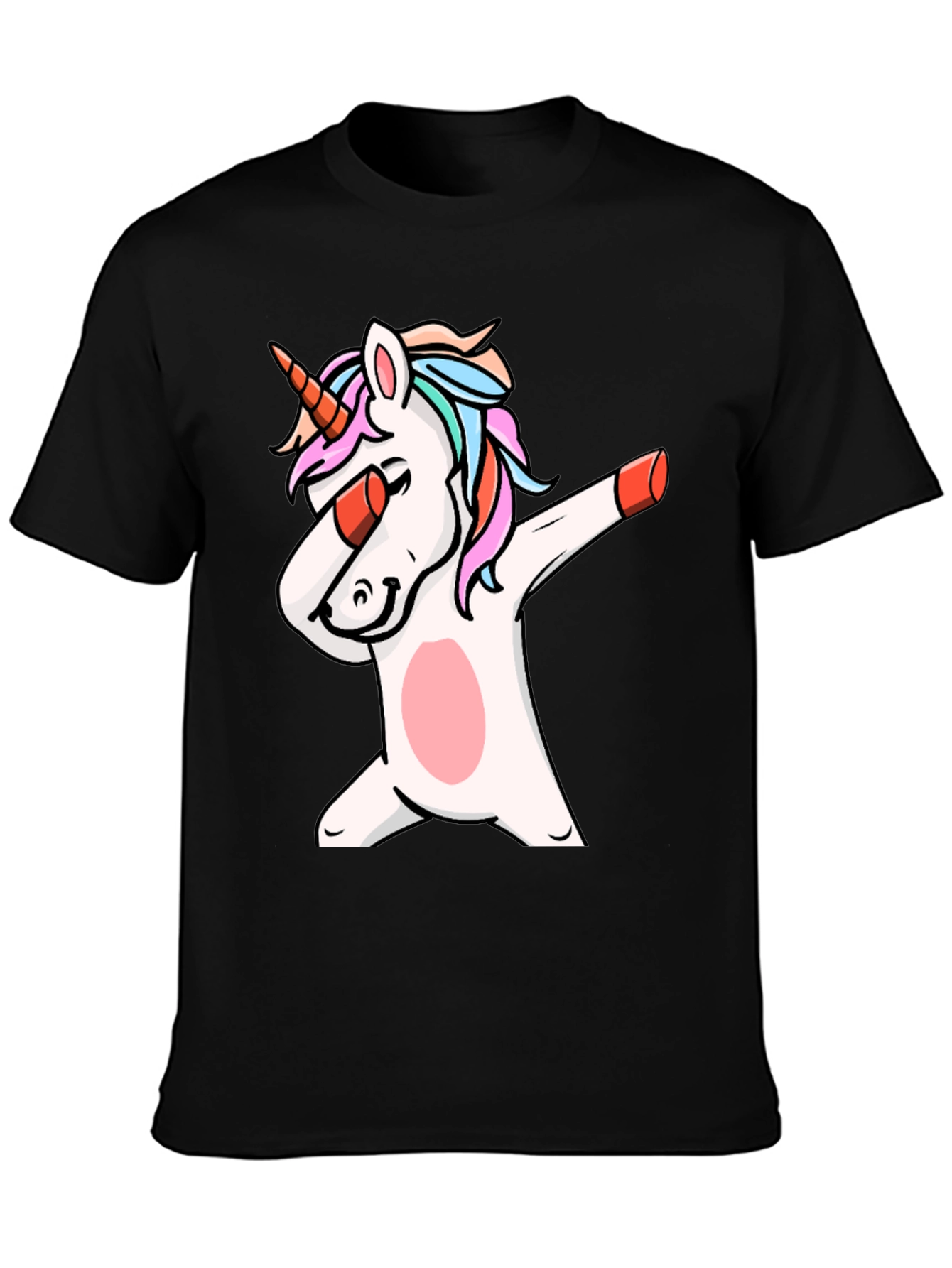 Dabbing Unicorn Graphic Tee - Black Cotton T-Shirt
