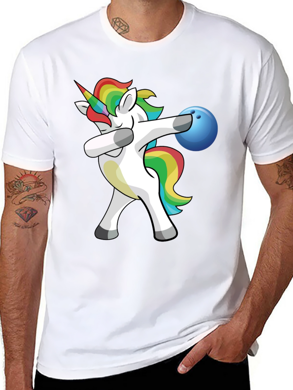 Unicorn Dabbing Bowling T-Shirt