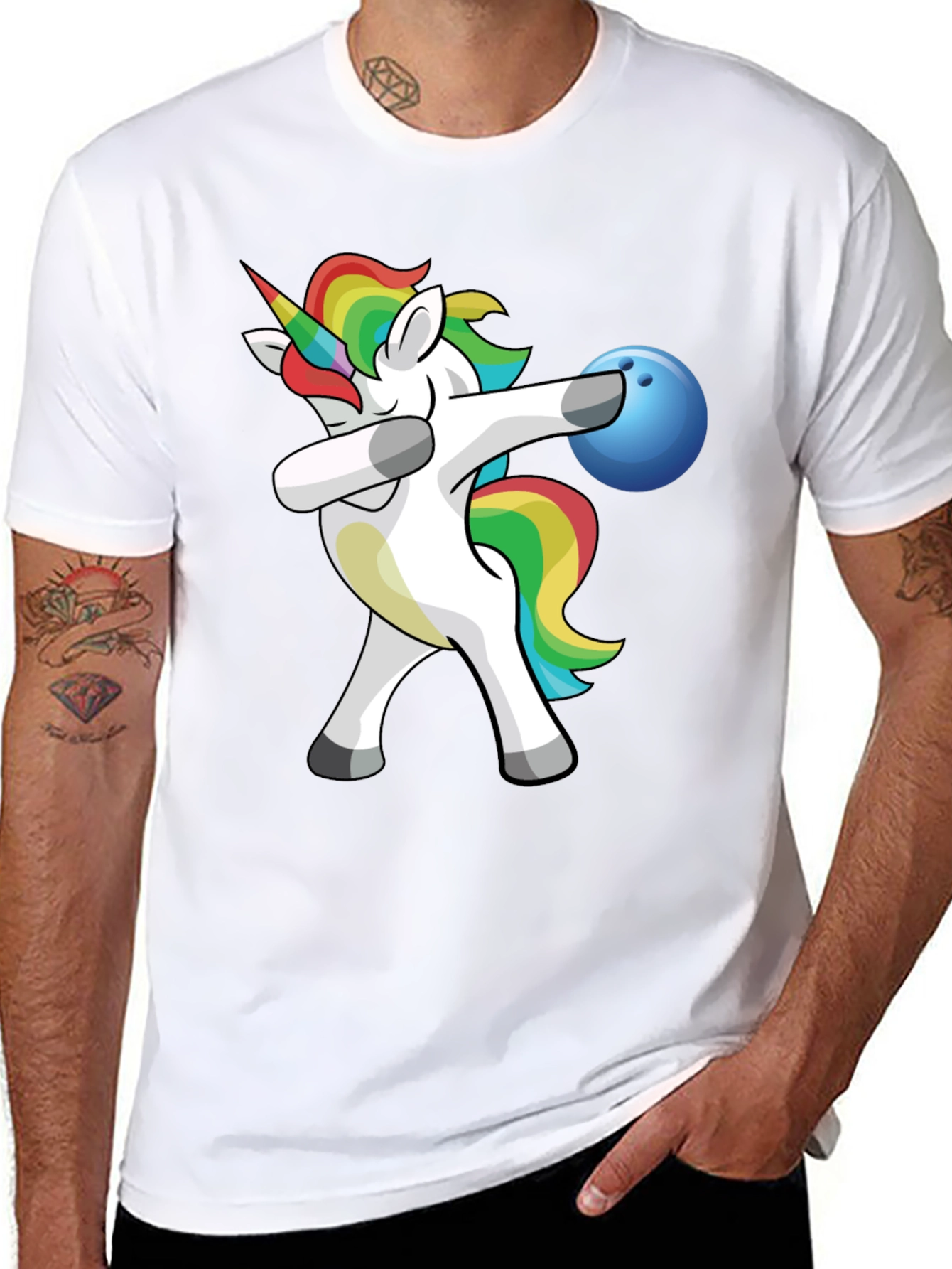 Unicorn Dabbing Bowling T-Shirt