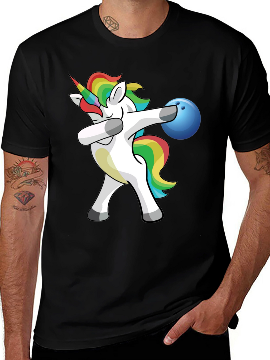 Unicorn Dabbing Bowling T-Shirt