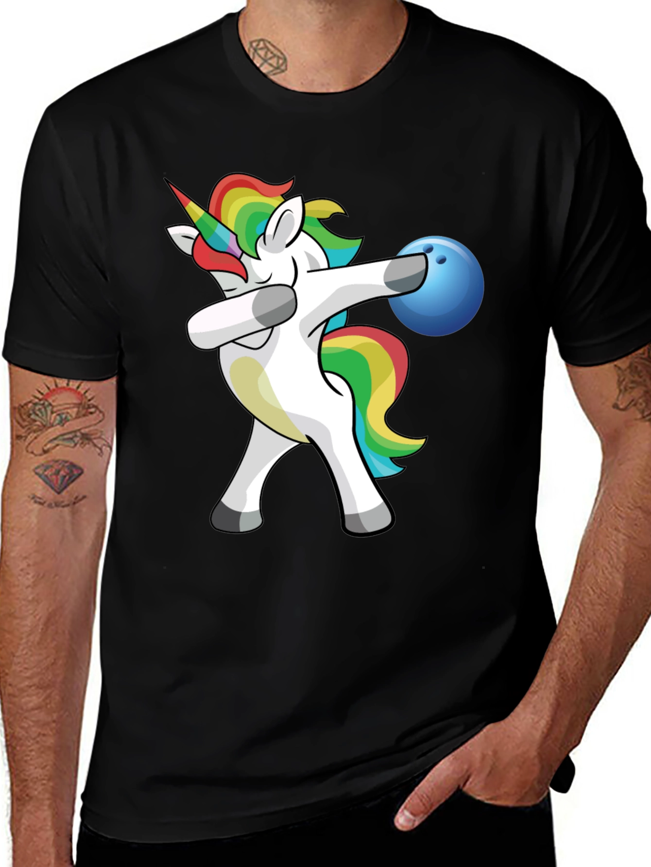 Unicorn Dabbing Bowling T-Shirt
