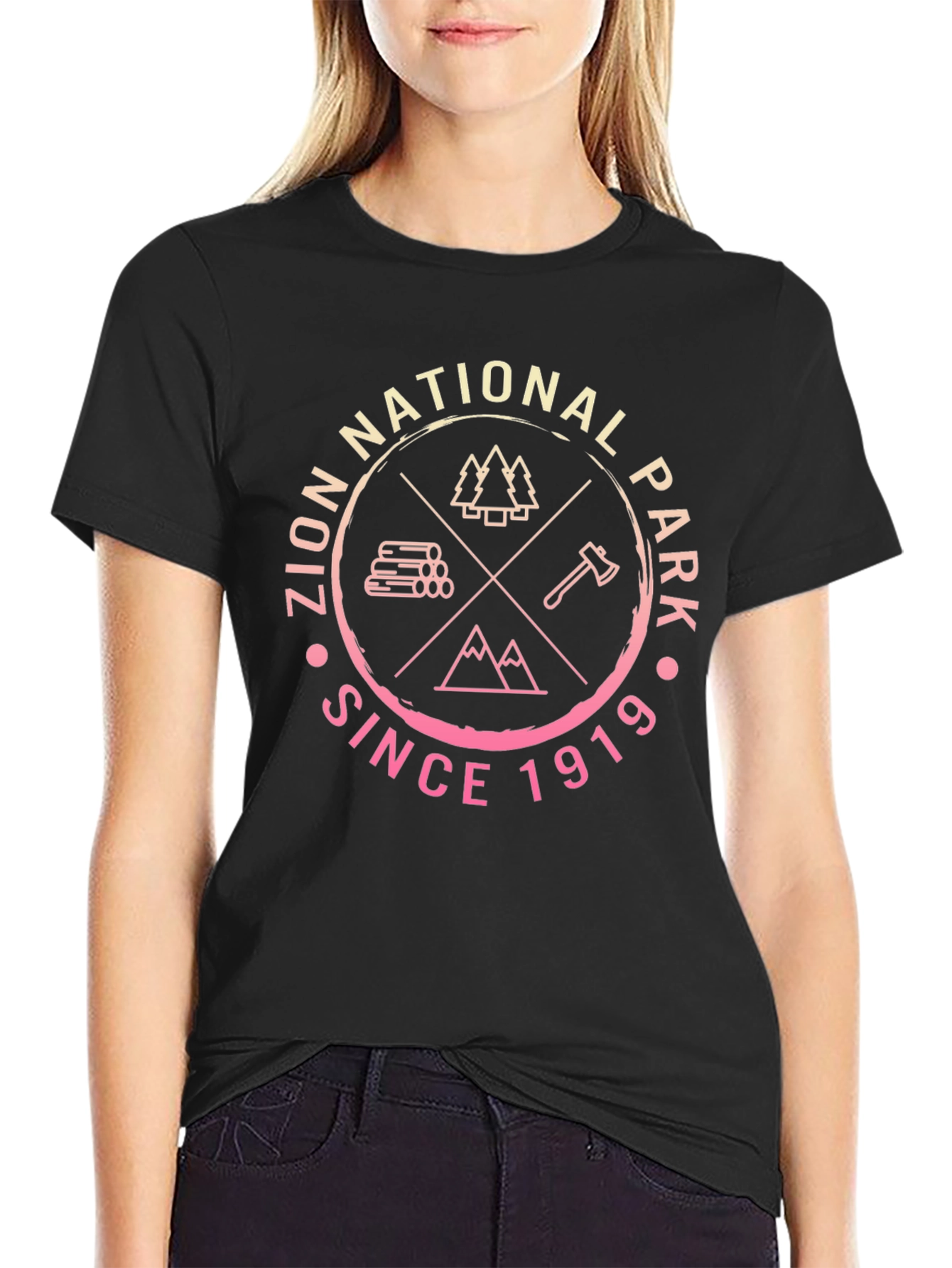 Zion National Park Black Graphic T-Shirt
