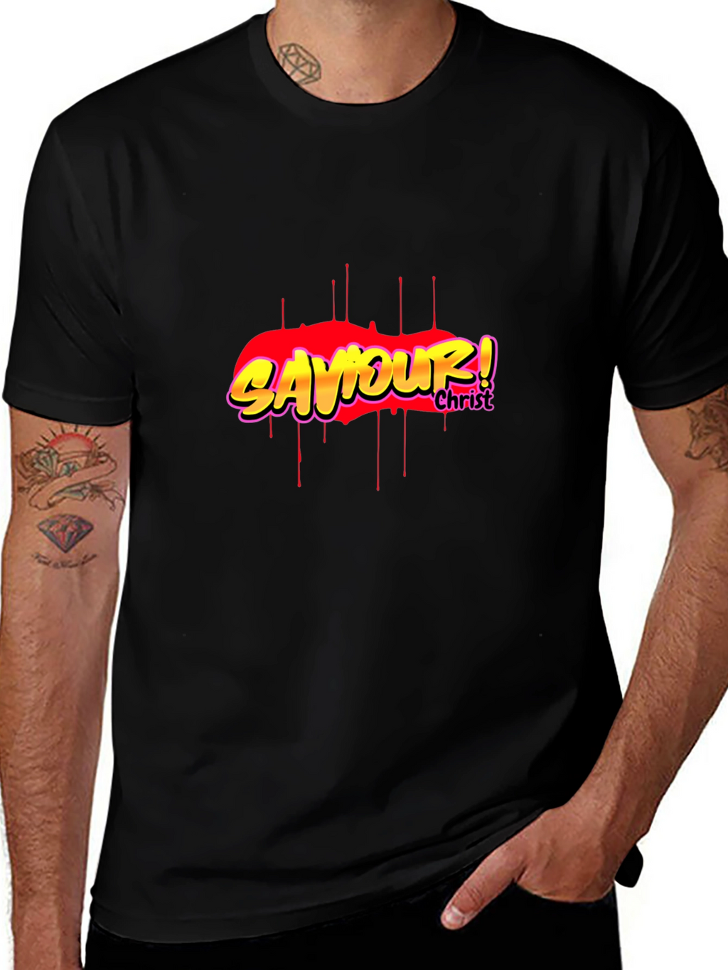 Saviour! Christ Graphic Black T-Shirt