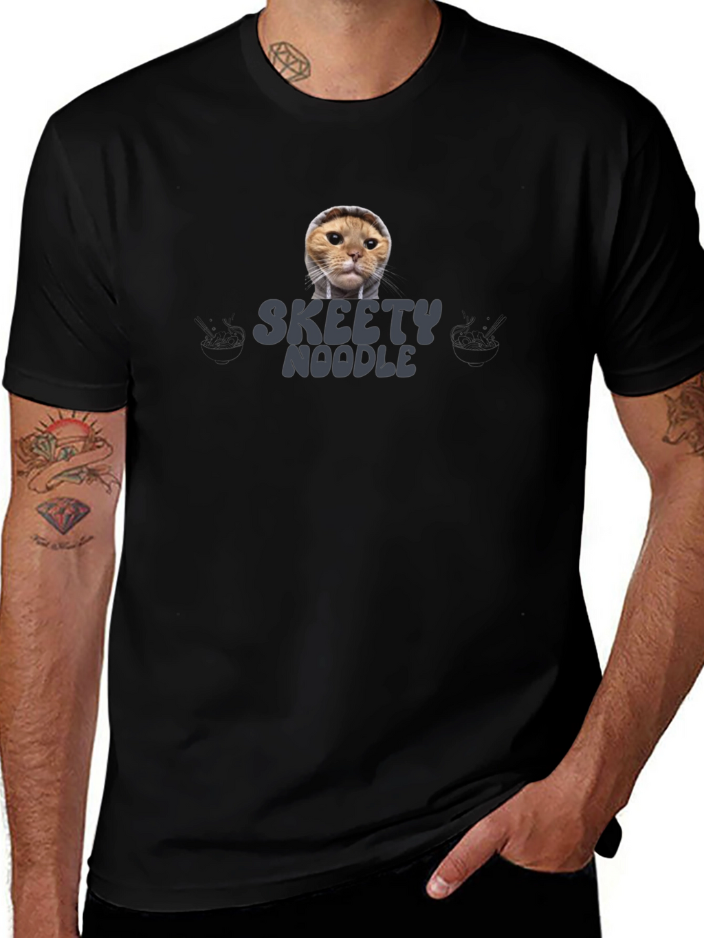 Skeety Noodle Cat Graphic T-Shirt