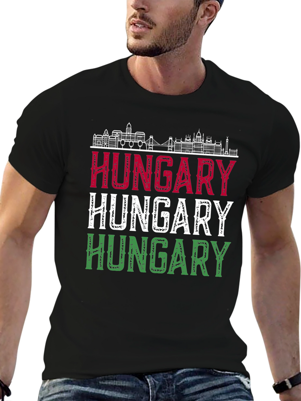 Hungary Flag T-Shirt - Budapest Skyline