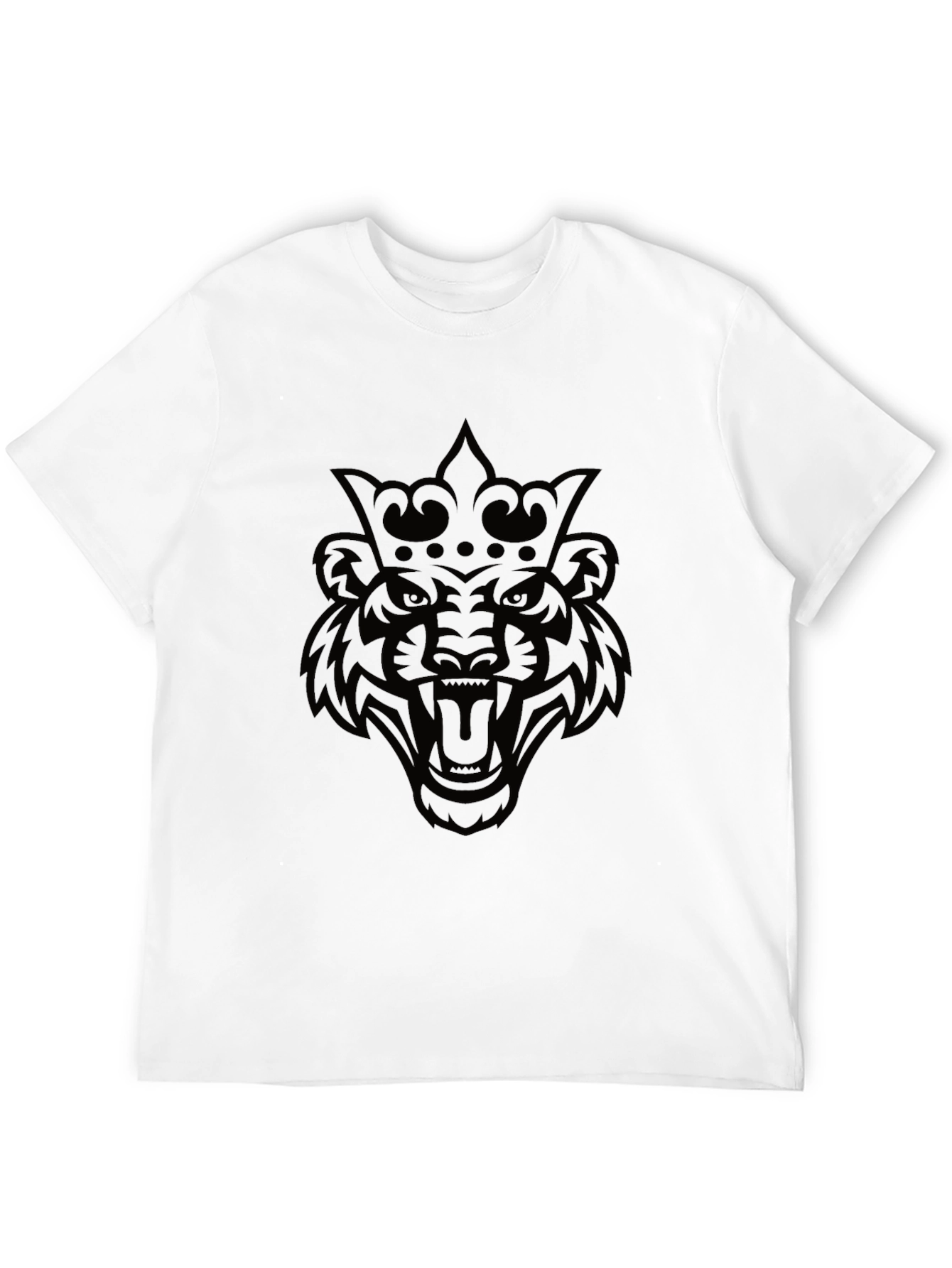 King Tiger Graphic Tee - Black Cotton Blend T-Shirt