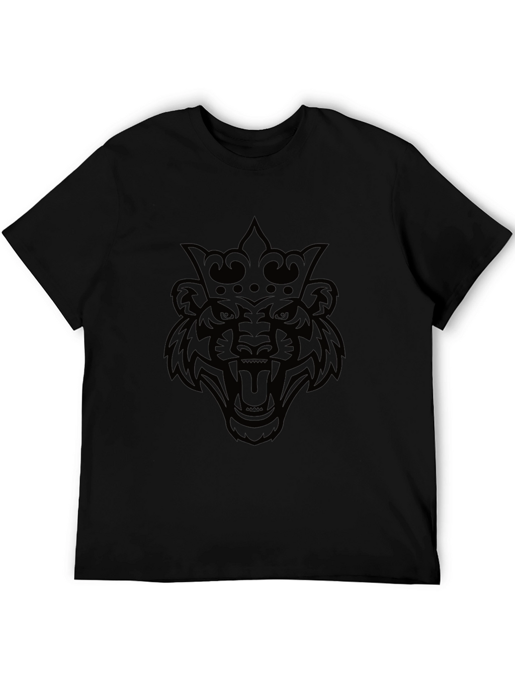 King Tiger Graphic Tee - Black Cotton Blend T-Shirt